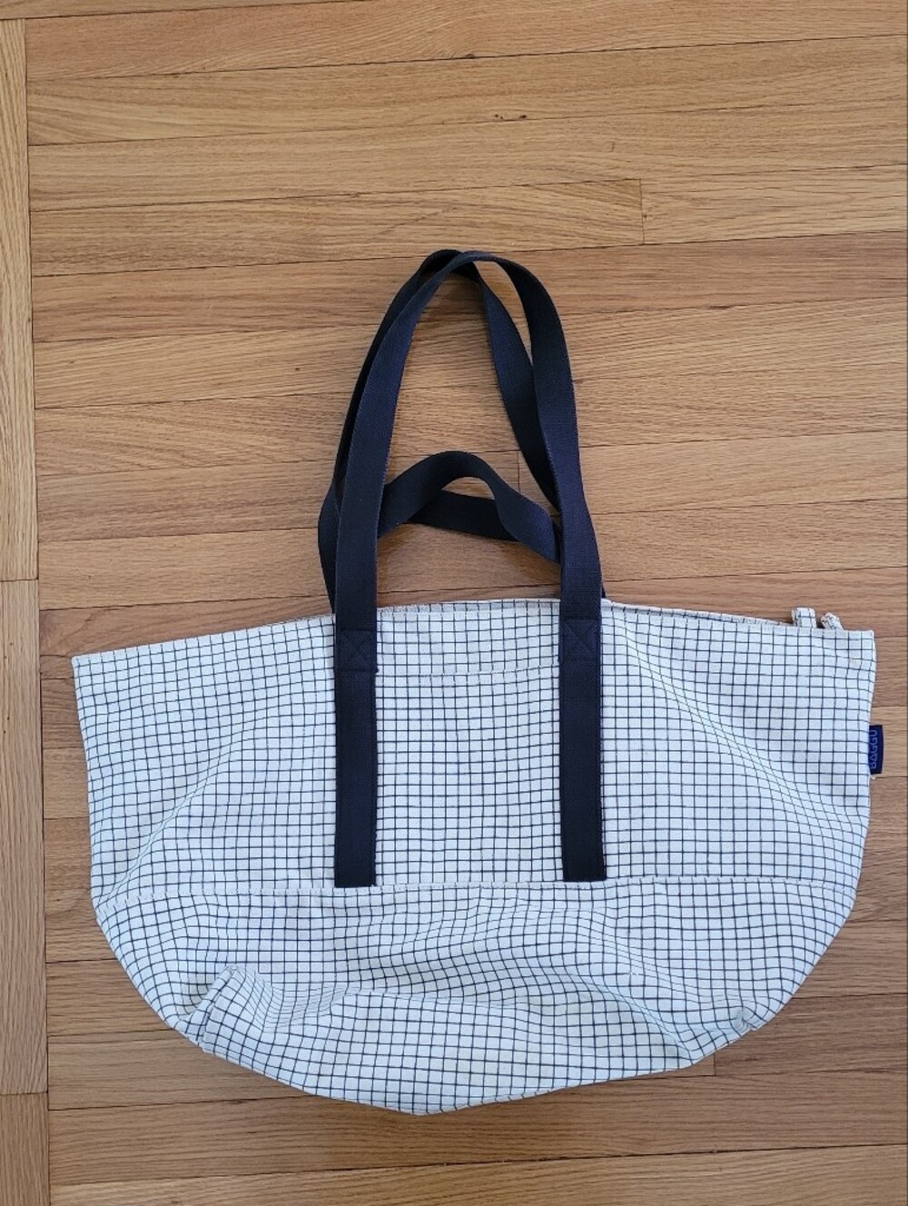 BAGGU WEEKEND BAG IN NATURAL GRID - Picture 5 of 8